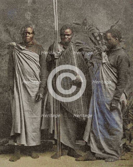 Delegation from Africa sent to England by King Muteesa I of Buganda in 1879.  Creator: Andre & Sleigh.