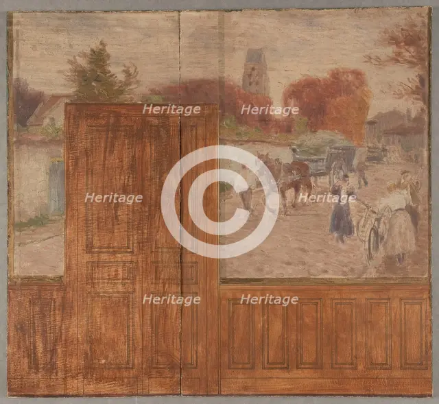DELETE - duplicate Esquisse pour la mairie de Créteil: Paysage..., 1898. Creator: Eugene Martial Simas.