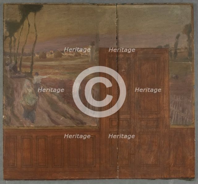DELETE - duplicate Esquisse pour la mairie de Créteil :Paysage - entrée de Créteil..., 1898. Creator: Eugene Martial Simas.