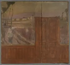 DELETE - duplicate Esquisse pour la mairie de Créteil :Paysage - entrée de Créteil..., 1898. Creator: Eugene Martial Simas