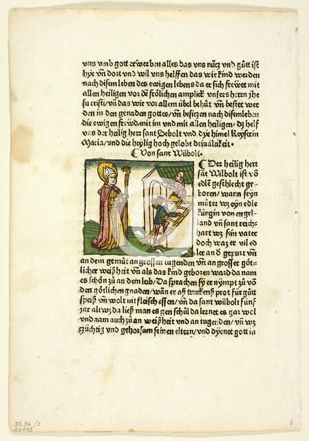 ‘DELETE’ Saint Wilbolt from Heiligenleben, Winterteil (Lives of the Saints Wintertime) Creators: Unknown, Johannes Baemler, Jacobus de Voragine, Wilhelm Ludwig Schreiber.