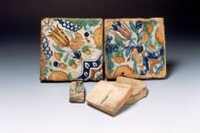 Delftware tiles, late 16th-early 17th century. Creator: Unknown