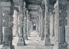 Delhi. Corridor of Hindu Pillars in Kutub Mosque c1910. Creator: Unknown