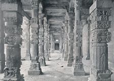 Delhi. Corridor of Hindu Pillars in Kutub Mosque c1910. Creator: Unknown