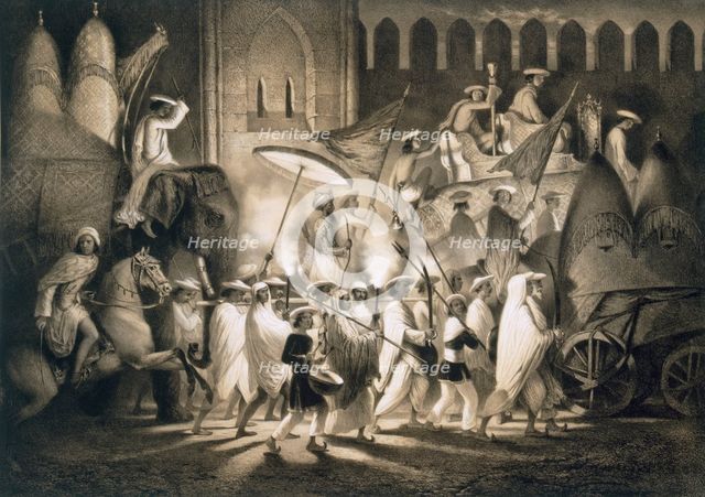 Delhi: Cortege and Retinue of the Great Moghul,pub. 1858.  Creator: A. Soltykoff (19th century).