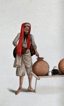 Delhi: a bheestie, a servant who draws and carries water, (between 1800 and 1899?). Creator: Unknown