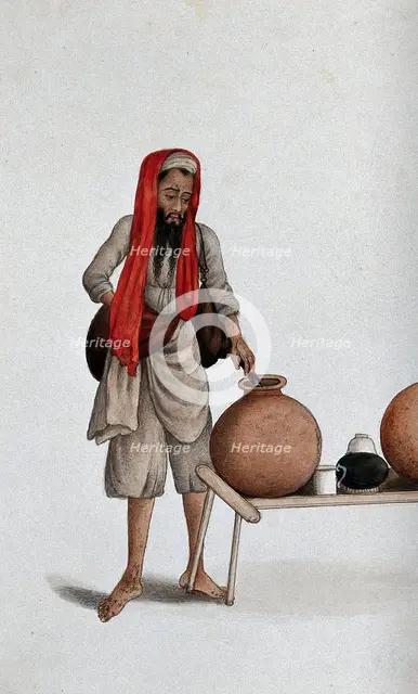Delhi: a bheestie, a servant who draws and carries water, (between 1800 and 1899?). Creator: Unknown.