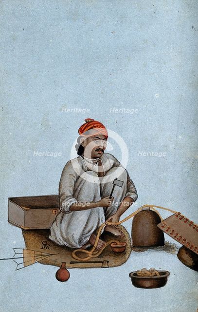 Delhi: a goldsmith at work, (between 1800 and 1899?). Creator: Unknown.