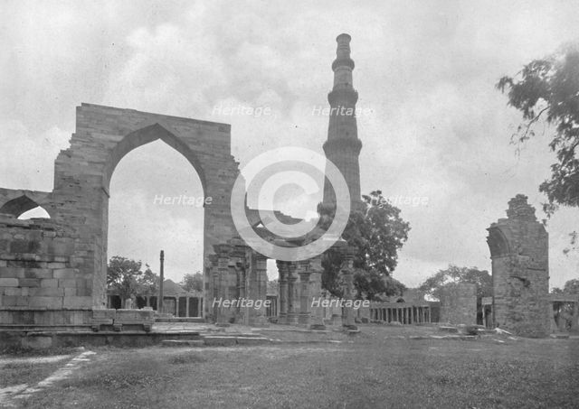'Delhi. - General View of Kutub Mosque and Ruins - ', c1910. Creator: Unknown.
