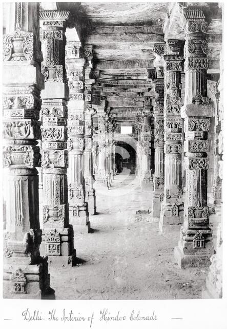 Delhi, The Interior of Hindoo Colonade, Late 1860s. Creator: Samuel Bourne.
