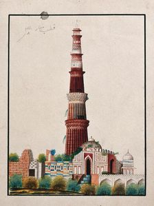 Delhi: The Qutab Minar, (between 1800 and 1899?). Creator: Unknown
