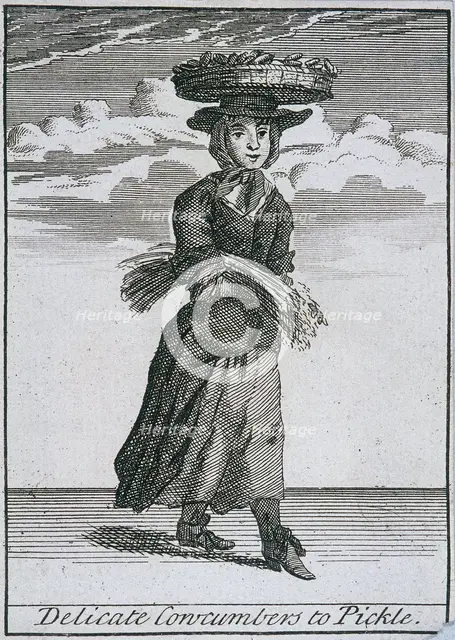 'Delicate Concumbers to Pickle', Cries of London, (c1688?).  Artist: Anon