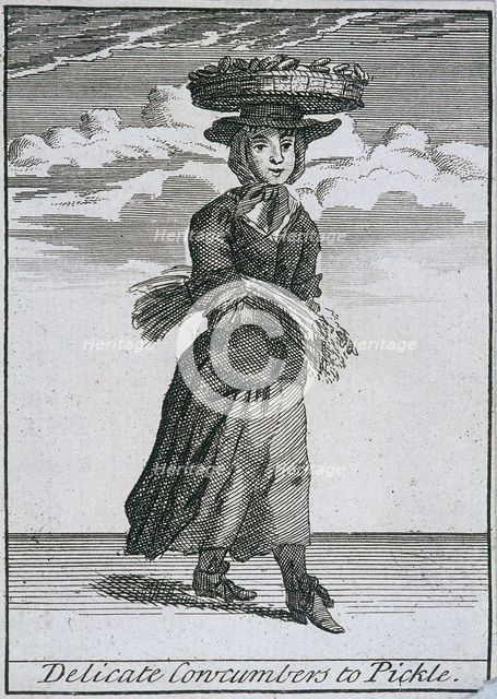 'Delicate Concumbers to Pickle', Cries of London, (c1688?).  Artist: Anon