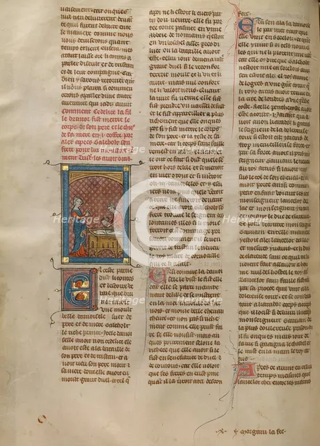Delice Burying her Father Brunor and her Mother, about 1320-1340. Creator: Unknown.