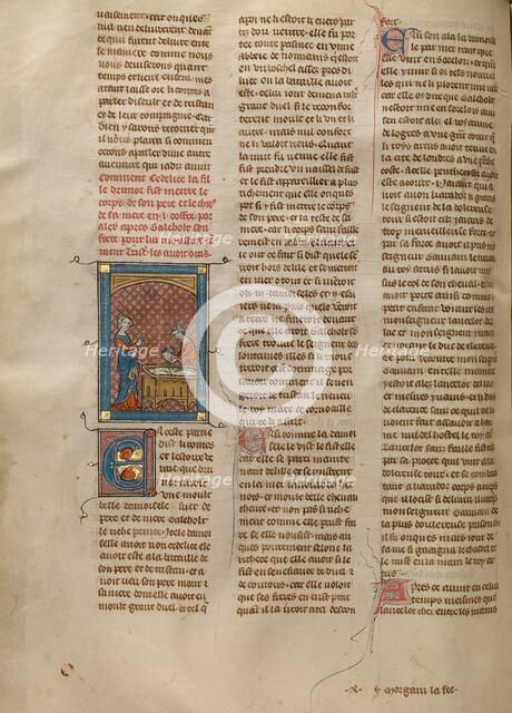 Delice Burying her Father Brunor and her Mother, about 1320-1340. Creator: Unknown.