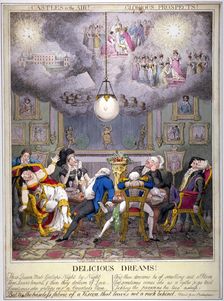 Delicious Dreams! Castles in the air! Glorious prospects! 1821. Artist: Anon