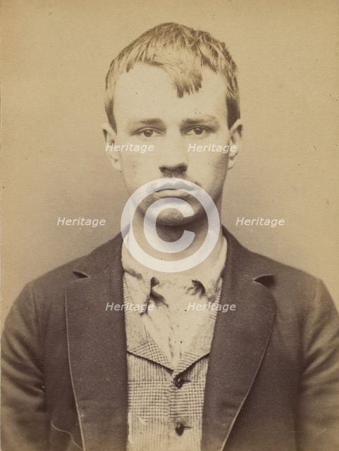 Deliège. Nicolas, François. 19 ans, né à Ixelles (Belgique). Tailleur d'habits. Anarchiste..., 1894. Creator: Alphonse Bertillon.