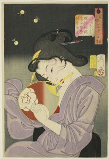 Delighted (Ureshiso), from the series "Thirty-two Aspects of Women (Fuzoku sanjuniso)", 1888. Creator: Tsukioka Yoshitoshi