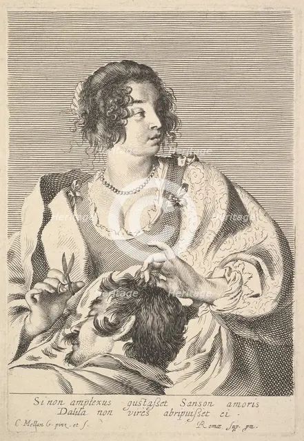 Delilah Cutting Samson's Hair. Creator: Claude Mellan.