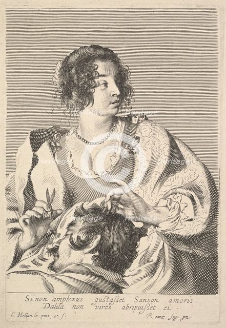 Delilah Cutting Samson's Hair. Creator: Claude Mellan.