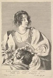Delilah Cutting Samson's Hair. Creator: Claude Mellan