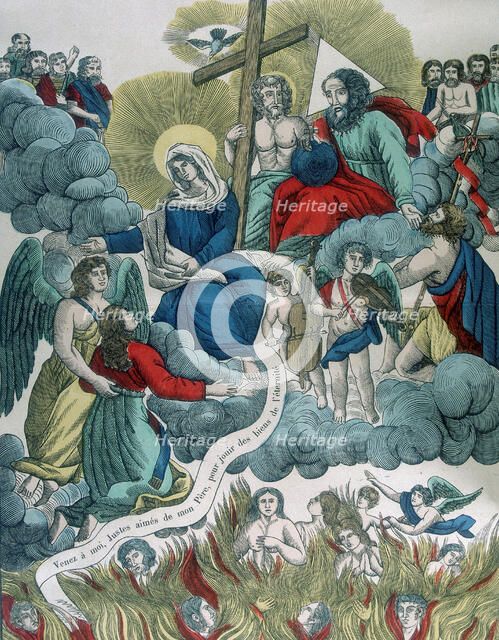 Deliverance of souls from Purgatory, 19th century.  Artist: Anon