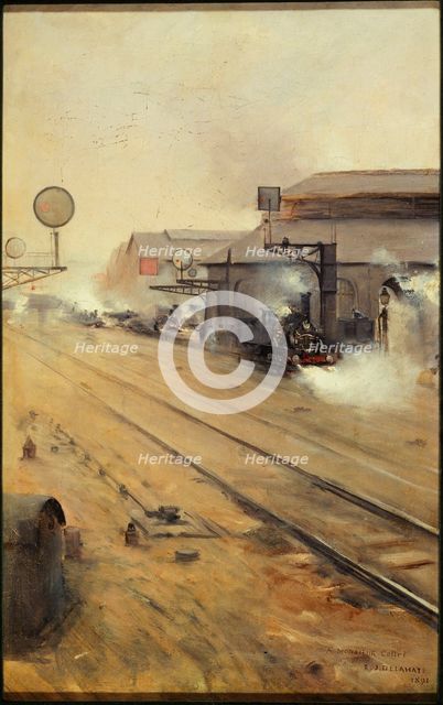 Delivery of locomotives to Batignolles, 1891. Creator: Ernest Jean Delahaye.