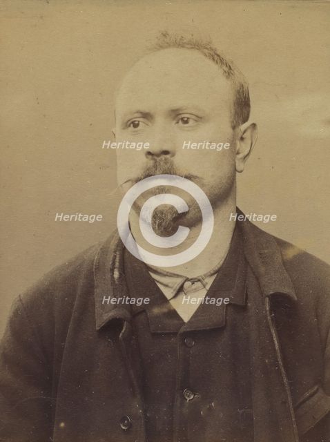 Della Casa. 36 ans, né le 1/3/58 à Avoglion (Italie). Cordonnier. Anarchiste. 2/7/94., 1894. Creator: Alphonse Bertillon.