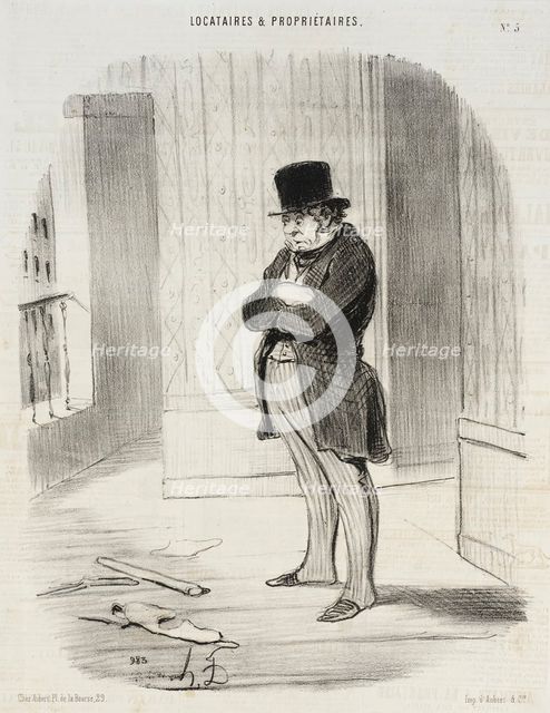 Déménagé !... et pour me payer trois termes... il me laisse..., 1847. Creator: Honore Daumier.