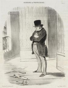 Déménagé !... et pour me payer trois termes... il me laisse..., 1847. Creator: Honore Daumier