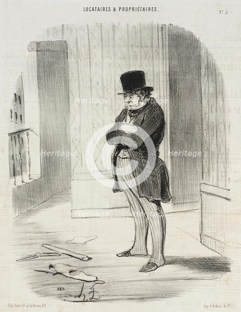 Déménagé !... et pour me payer trois termes... il me laisse..., 1847. Creator: Honore Daumier.