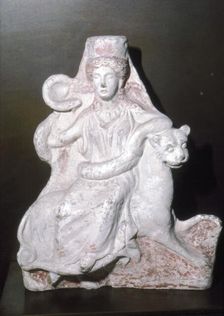 Demeter seated on a Panther, Greek Terracotta, c350 BC