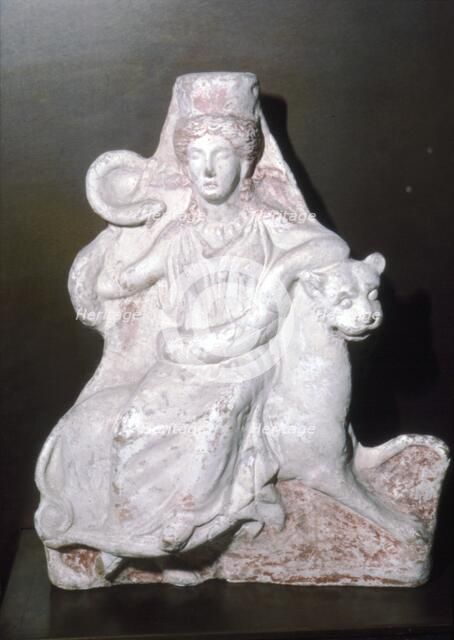 Demeter seated on a Panther, Greek Terracotta, c350 BC.  Artist: Unknown.