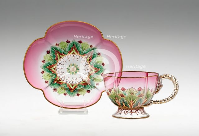 Demitasse Cup and Saucer, Austria, c. 1888. Creator: J.& L. Lobmeyr.