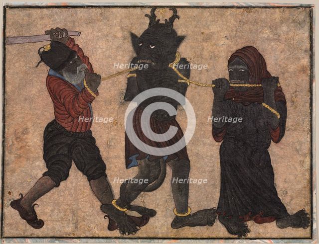 Demon in chains, c. 1453. Creator: Muhammad Siya Qalam (Iranian), style of.