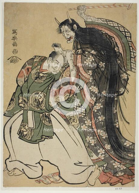 Demon Woman Beating a Samurai, 1794. Creator: Tôshûsai Sharaku.