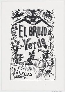 Demons troubling a sick man in bed, illustration for El Brujo Verde (The Green M..., ca. 1880-1910. Creator: José Guadalupe Posada
