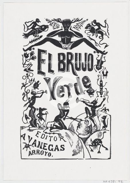 Demons troubling a sick man in bed, illustration for 'El Brujo Verde (The Green M..., ca. 1880-1910. Creator: José Guadalupe Posada.
