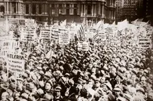 Demonstration against Hitler in front of City Hall, Philadelphia, Pennslyvania, USA, early 1930s. Creator: Unknown