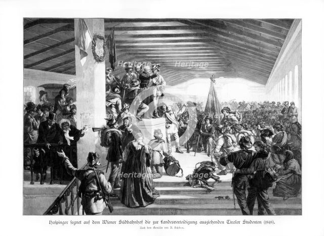 Demonstrations by students in Vienna (1848), 1900. Creator: Unknown.