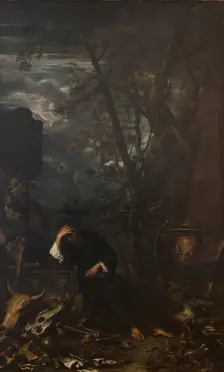 Democritus in Meditation, 1651. Artist: Rosa, Salvatore (1615-1673)