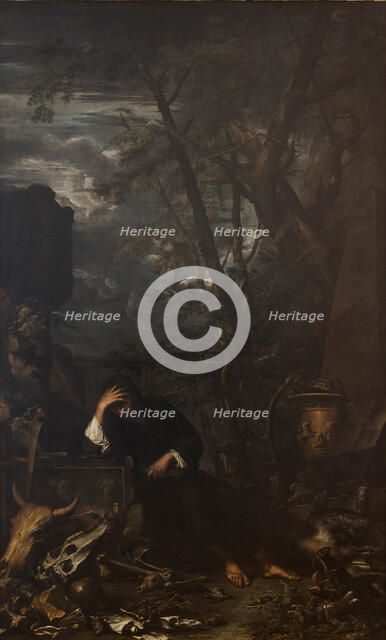 Democritus in Meditation, 1651. Artist: Rosa, Salvatore (1615-1673)