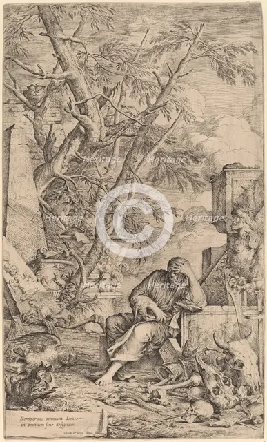 Democritus in Meditation, 1662. Creator: Salvator Rosa.