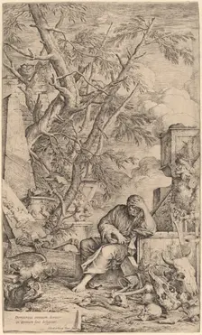Democritus in Meditation, 1662. Creator: Salvator Rosa