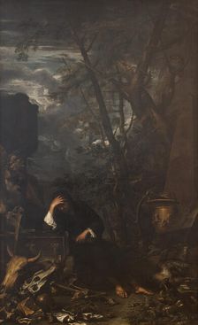 Democritus in Meditation on the Ending of all Things, 1650-1651. Creator: Salvator Rosa