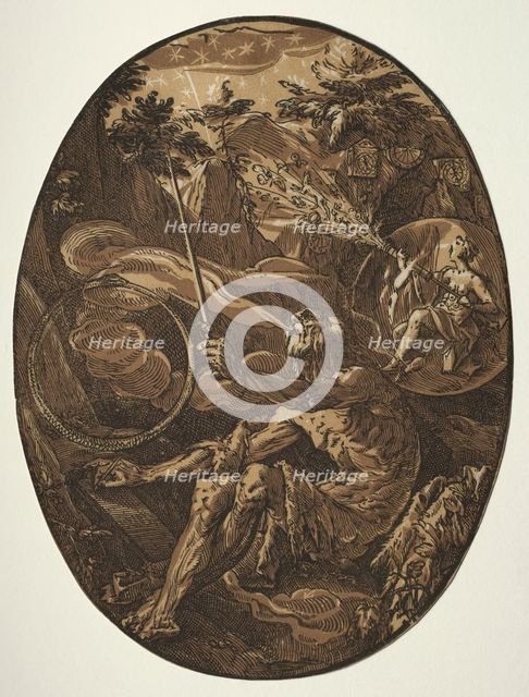Demogorgon in the Cave of Eternity, c. 1588. Creator: Hendrick Goltzius (Dutch, 1558-1617).