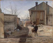 Demolishing the Old Orphanage, Stockholm, 1886. Creator: Anshelm Schultzberg