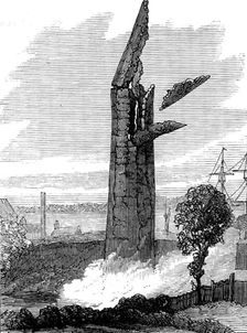 Demolition by gun-cotton of a chimney at North Fleet, 1873. Creator: Unknown