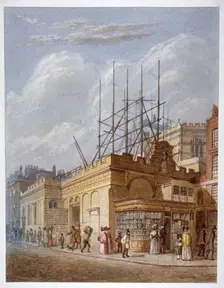 Demolition of the Church of St Dunstan in the West, Fleet Street, City of London, c1830. Artist: Anon