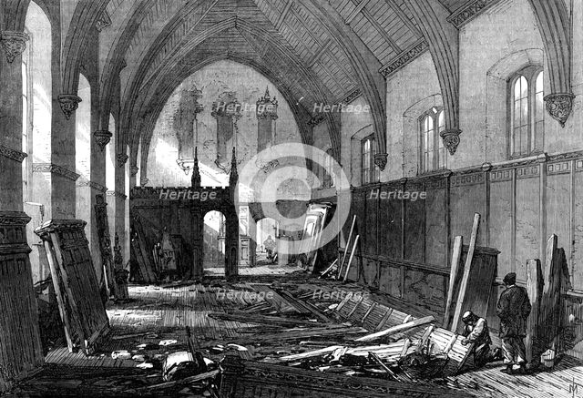 Demolition of the old dining-hall of the Inner Temple, 1869.  Creator: Unknown.
